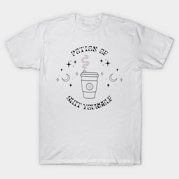 potion of shit yourself T-Shirt by goblinbabe